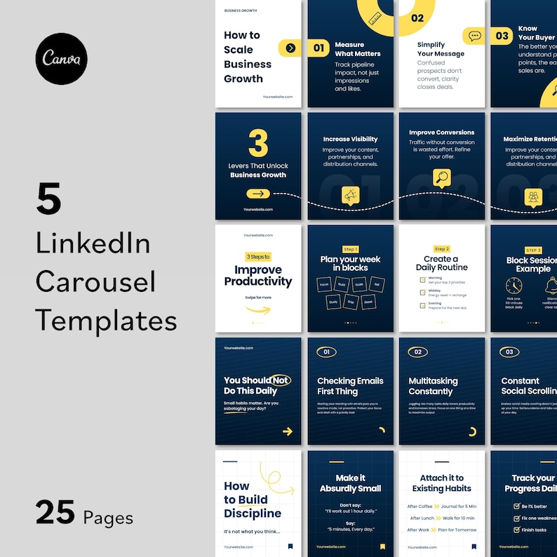 Linkedin Carousel Templates | B2B Marketing Social Media Posts | Canva ...
