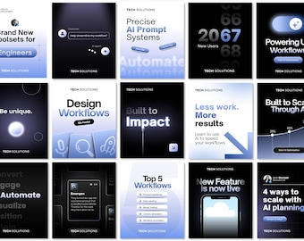 Enterprise Style & Software AI SaaS Technology Business Social Media Posts + Story | Canva Free Editable Templates