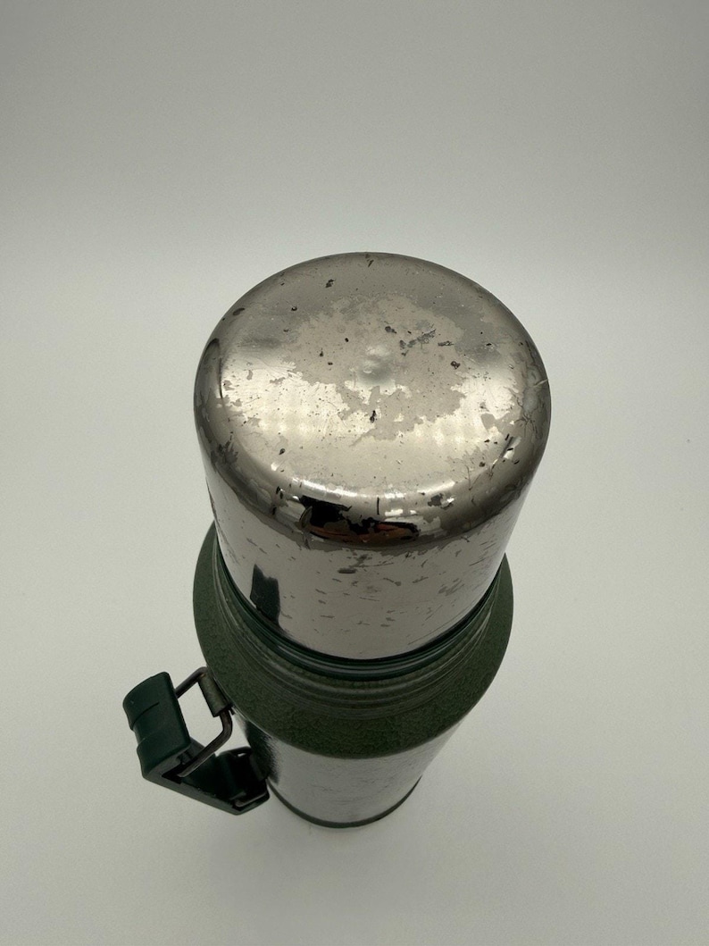 Vintage USA Aladdin STANLEY Green Chrome 1 Quart Thermos Complete ~ No. A-944DH image 3