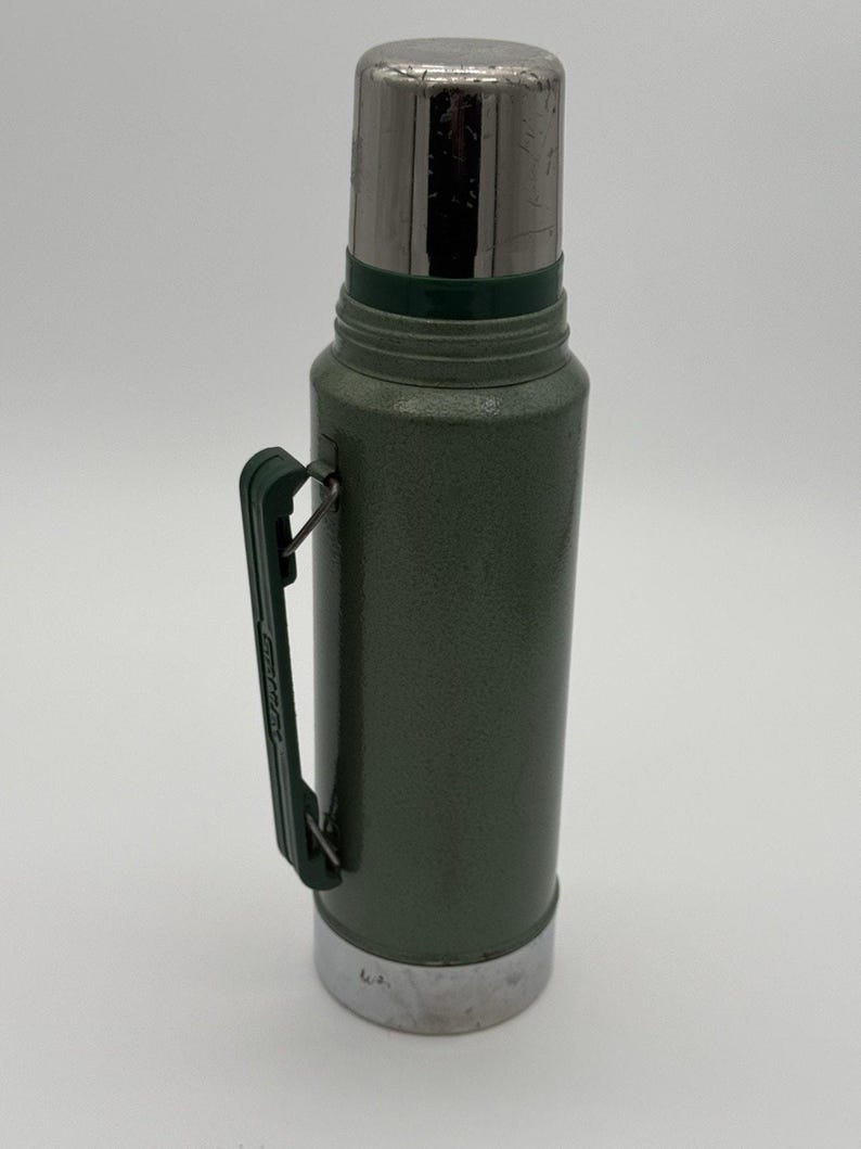 Vintage USA Aladdin STANLEY Green Chrome 1 Quart Thermos Complete ~ No. A-944DH image 2