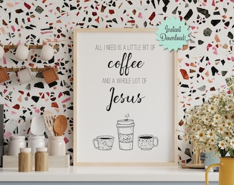 Arte de pared imprimible de Café y Jesús
