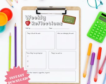 Printable Weekly Student Reflection Worksheet