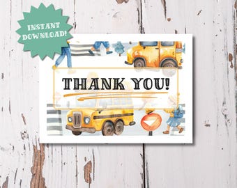Printable School Bus Driver Thank You Card, End for the School Year Thank you Card