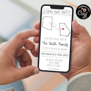 Mobile Friendly Editable Going Away Party, Moving out of state, Military move, College move