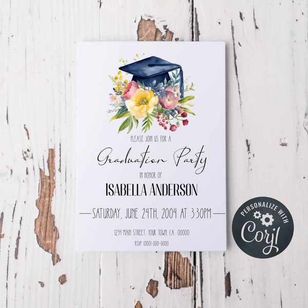 Graduation Party Invitation Template, Graduation Insert