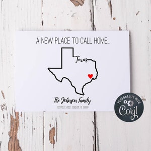Editable Moving Announcement, State outline, 7x5 printable card