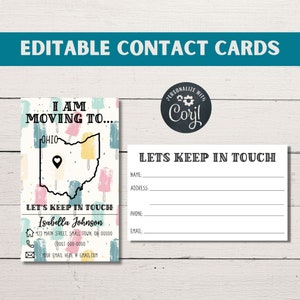 Cartes contact modifiables pour rester en contact, thème Popsicle, faire-part SCP, déménagement militaire, fin d'année scolaire