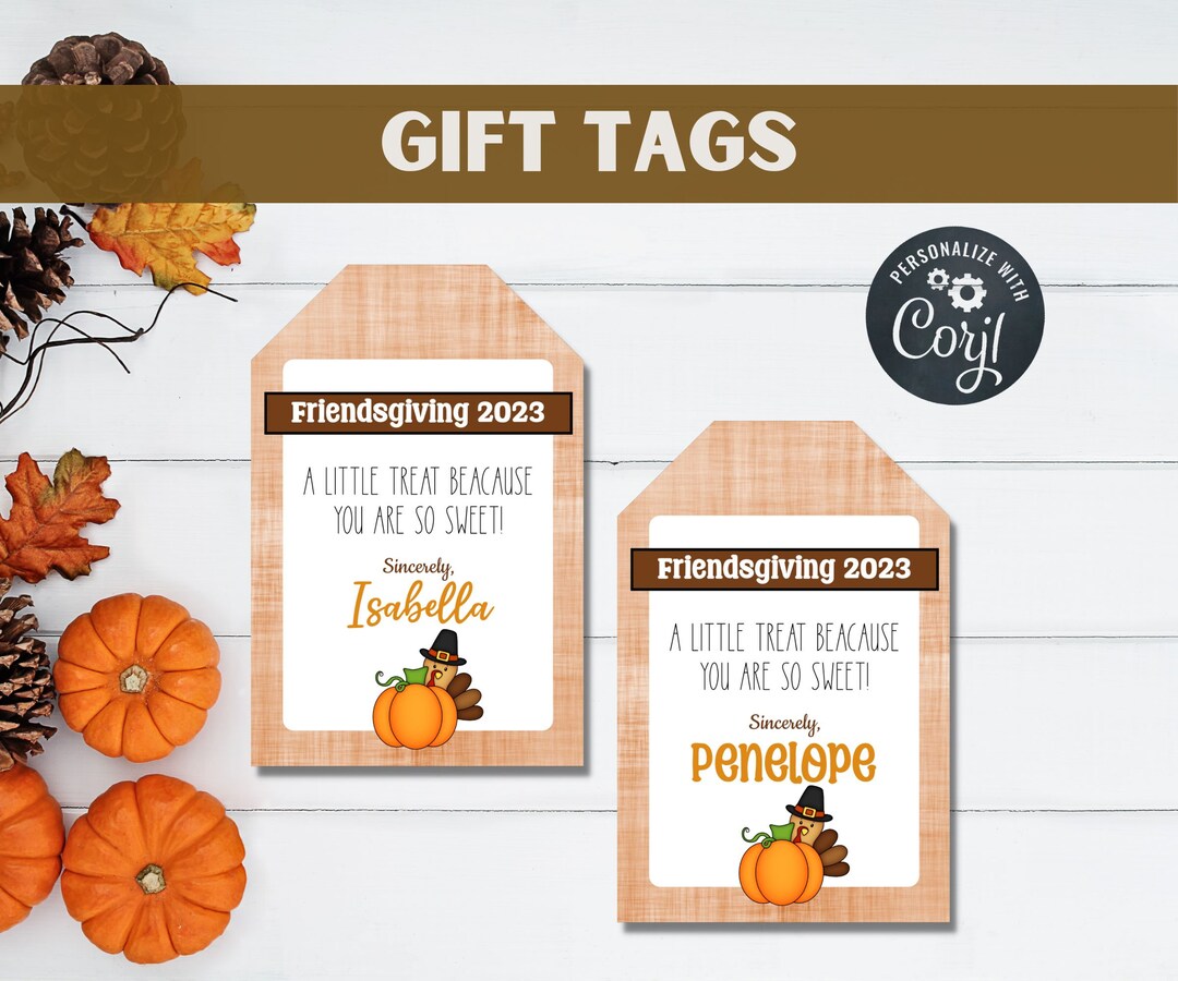 Editable Friendsgiving Gift Tags, Kid Friendly Thanksgiving Party - Etsy