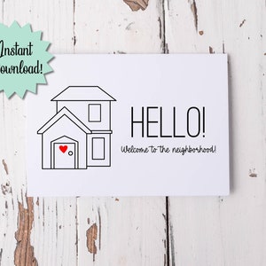 Welcome to the Neighborhood Printable Card, Housewarming Greeting Card ...
