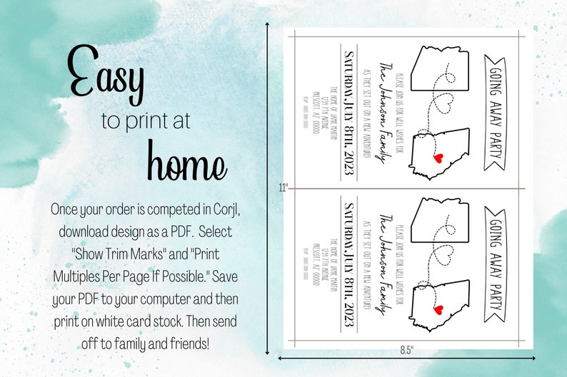 Editable Going Away Party Invitation, Moving Out of State, Military