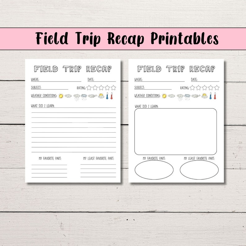 Recap Notes Sheets Printable Field Trip Recap - Etsy