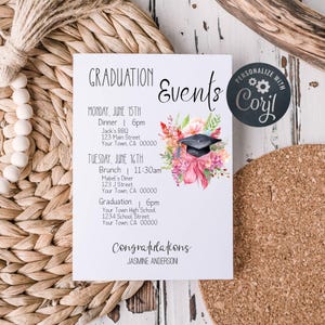 Editable Graduation Itinerary - Etsy