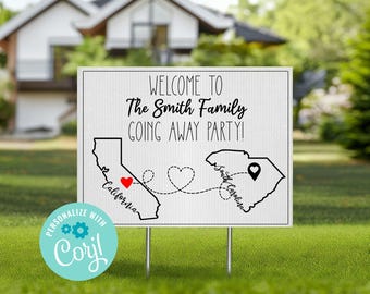 Editable Going Away Party Yard Sign, Moving out of state, Military move, College move
