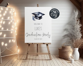 Editable Graduation Party Welcome Sign, Grad Party Sign