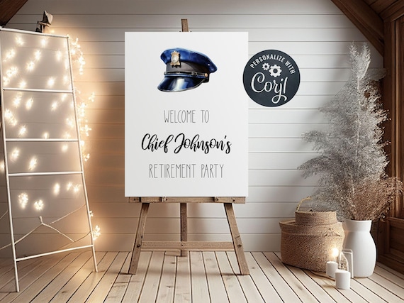 Editable Police Retirement Party Welcome Sign