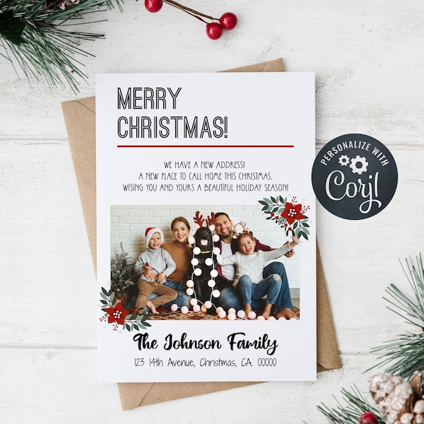 Editable Christmas New Address Photo Card