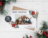 Editable Christmas Photo Card, Christmas Card Template, Printable Holiday Card, Family Photo Card