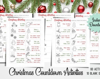 Actividades imprimibles de cuenta atrás navideña, actividades de Adviento para niños, lista de deseos navideños