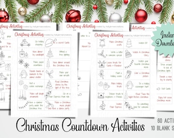 Druckbare Weihnachts-Countdown-Aktivitäten, Advents-Aktivitäten für Kinder, Weihnachten Bucket List