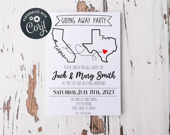 Editable Going Away Party Invitation, Moving out of state, Military move, College move