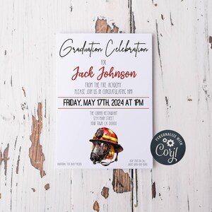 Editable Fire Academy Graduation Party Invitation