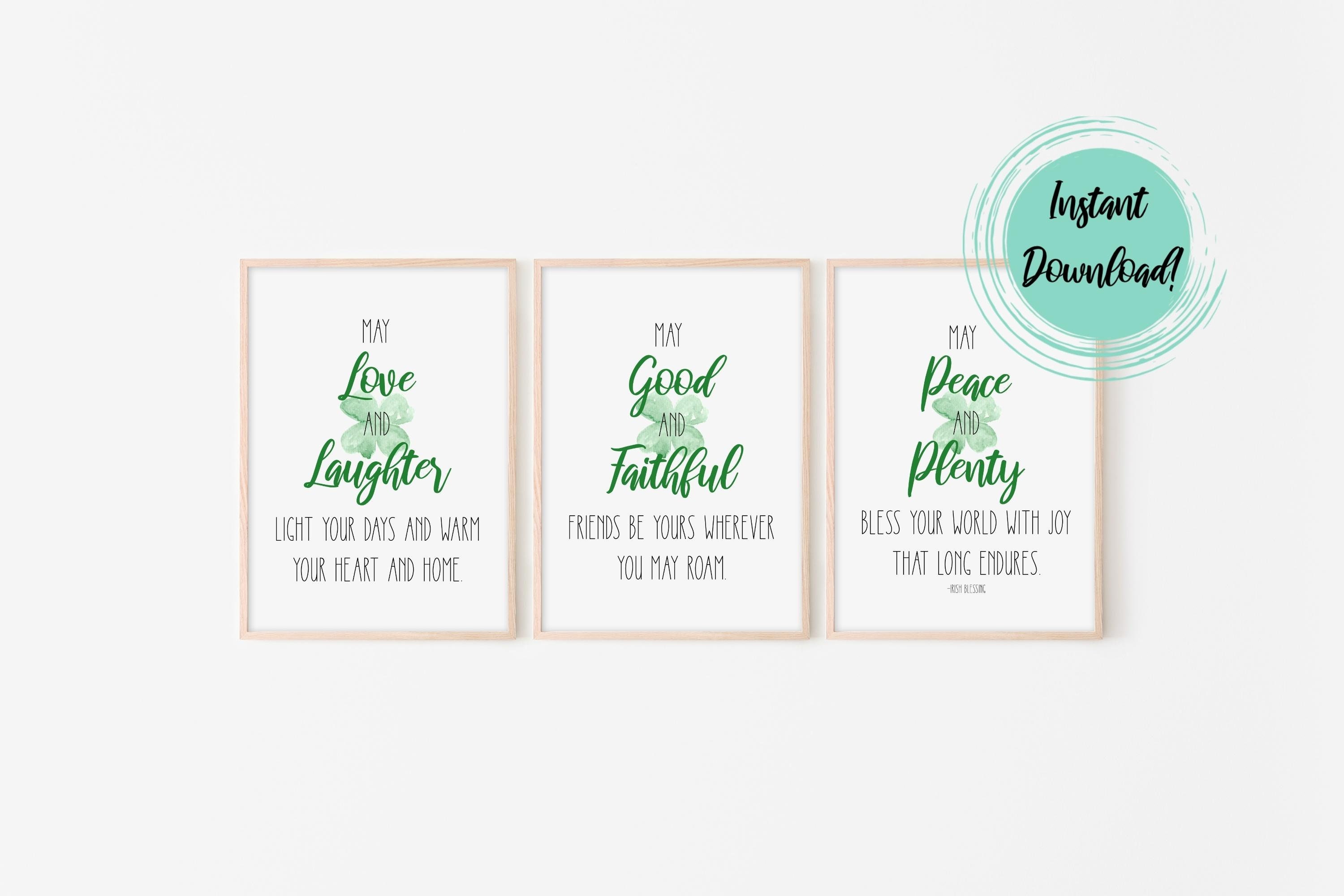 Printable Irish Blessing Wall Art, St. Patrick's Day Clover Wall Decor ...