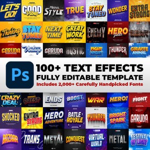 100+ TEXT EFFECTS Templates (PSD, Digital Download), Includes 2,000+ Carefully Handpicked Fonts