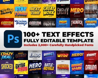 100+ TEXT EFFECTS Templates (PSD, Digital Download), Includes 2,000+ Carefully Handpicked Fonts