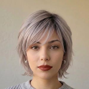 14" Mörkrotad Askblond Kort Lockig Syntetperuk – Enkel Frisyr i Lager