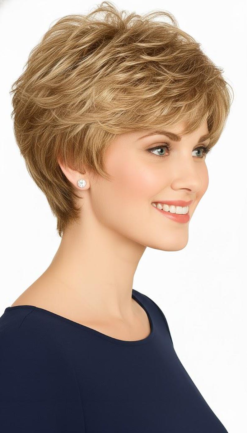 Perruque Synthétique Longue Brune Bouclée - Bonnet Monofilament, Taille Moyenne, Naturelle
