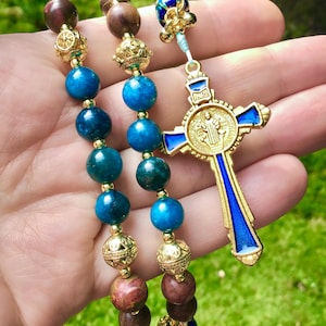 The Coronation Rosary | Handmade Heirloom-Quality Catholic Rosary with 18k Gold, Natural Stone, and Silkwood Beads | Confirmation Gift