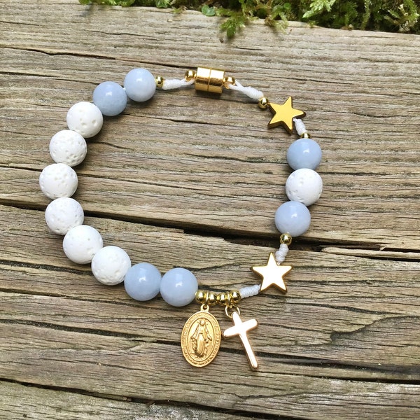 Das Stella Maris Rosenkranz Armband | “Mary Star of the Sea” Handgefertigtes Katholisches Rosenkranz-Armband aus einem Jahrzehnt mit Wunderbarer Medaille