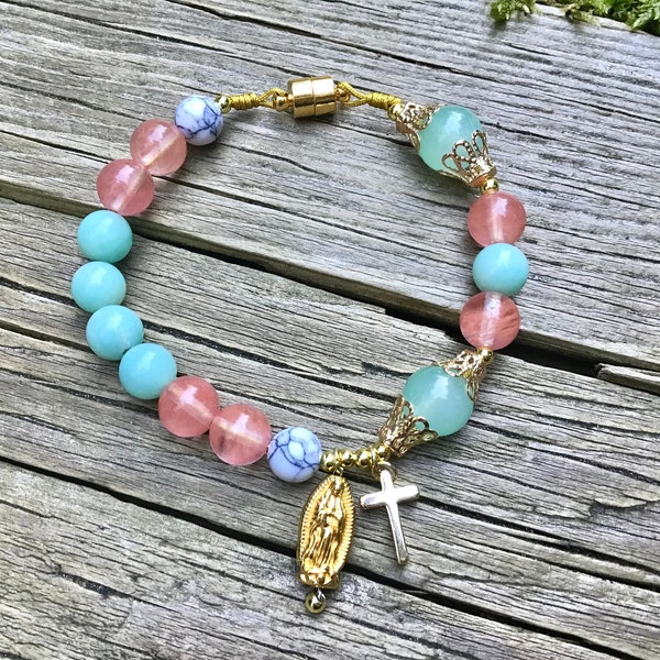 The Guadalupe Rosary Bracelet | Our Lady of Guadalupe Handmade One Decade Catholic Rosary Bracelet