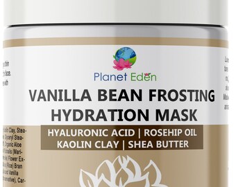 Planet Eden Vanilla Bean Frosting Skin Facial Mask - Detox and Hydrate dry sensitive skin- Kaolin Clay, Vanilla Beans, Aloe  - SPA QUALITY