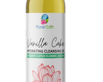 Vanilla Cake Hydrating Cleansing Oil - Natural Gentle Cleanser with MCT, Jojoba, Rosehip Vanilla
