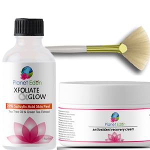 Salicylic Acid Skin Peel Kit with 1 oz Antioxidant Recovery Cream and Fan Brush -