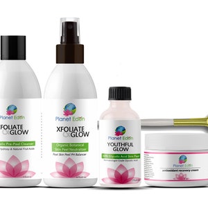 Ultimate Glycolic Skin Peel Kit | 4 oz Neutralizer, Glycolic Pre-Cleanser, 1 oz Glycolic Peel & 2 ounce Antioxidant Recovery Cream Fan Brush