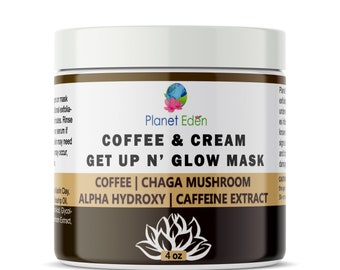 Coffee & Cream - Get Up N' Go Facial Mask with Chaga Mushroom, Hydroxy Acids, Caffeine Extract, Kaolin Clay - 4 oz