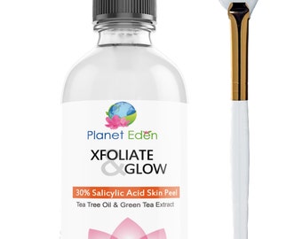 Salicylic Acid Peel with Lactic Acid, Green Tea Extract and Tea Tree Oil and Fan Brush