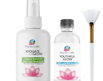 Lactic Acid Skin Chemical Peel Kit with 4 OZ Skin Peel Neutralizer and Fan Brush - Anti Aging Diminish Sun Damage