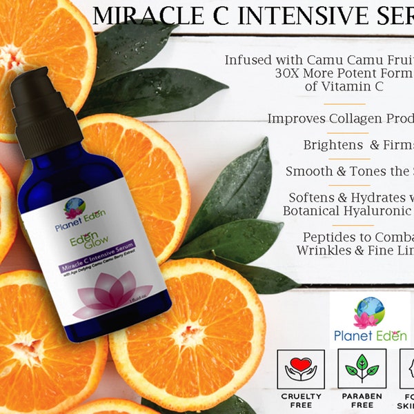 Miracle C Serum  With Camu Camu Extract  -200% More Vitamin C for Wrinkles Fine Lines and Sun Damage