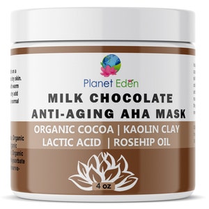 4 OZ Organic Milk Chocolate and Lactic Acid Mask with Organic Botanicals for Hydration, Detox and Exfoliation - Spa Quality - SMELLS AMAZING