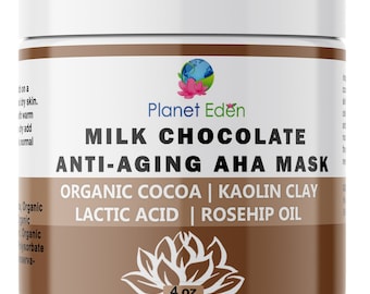 4 OZ Organic Milk Chocolate and Lactic Acid Mask with Organic Botanicals for Hydration, Detox and Exfoliation - Spa Quality - SMELLS AMAZING