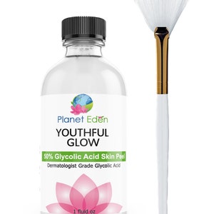50% Glycolic Acid Peel and Fan Brush -  Anti Aging | Sun Damage | Age Spots | Wrinkles | Fine Lines