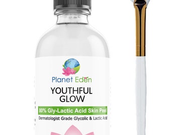 80% Gly-Lactic Glycolic und Milchsäure Skin Peel Kit mit und Fan Brush | Anti Aging | Dunkle Flecken | Sonnenschäden