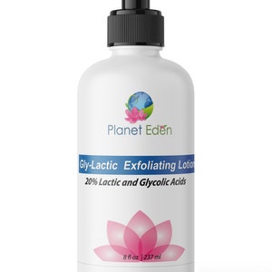 Planet Eden Gly-Lactic Glycolic & Lactic Acid Skin Exfoliating Lotion Cream - Deep Hydration and Skin renewal