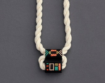 Orion's Knot Cross Stitched Embroidered Rope Necklace