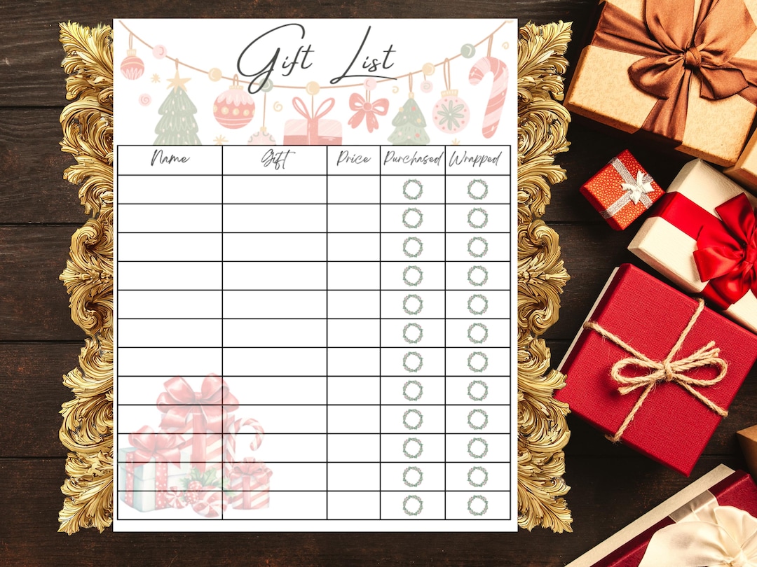 Christmas Gift Tracker Printable | Holiday Gift List & Budget Planner ...