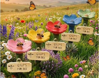 Flower-Shaped Bee Watering Station, Bee Drinker and Feeder for Garden, Butterfly Puddle Stop, Eco-Friendly Garden Decor
