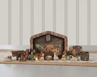 Wooden Nativity Scene Puzzle Set, Minimalist Christmas Manger Decor, Layered Wood Art, Unique Holiday Centerpiece